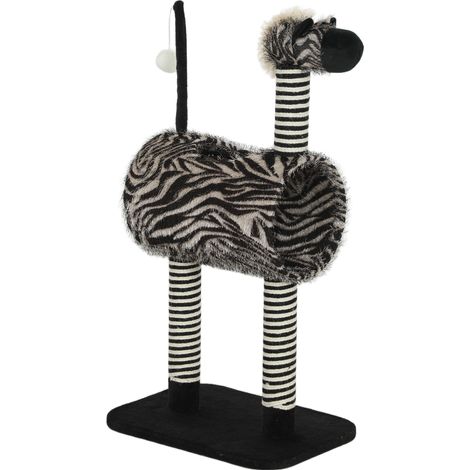 Albero tiragraffi per gatti design zebra con tunnel Ø25 cm, 93 cm, nero bianco (1/5)