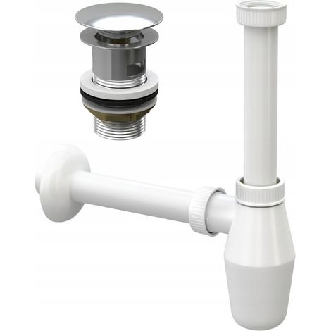 Ensemble Bouchon Clic-Clac Avec Trop-Plein + Siphon Pour Lavabo