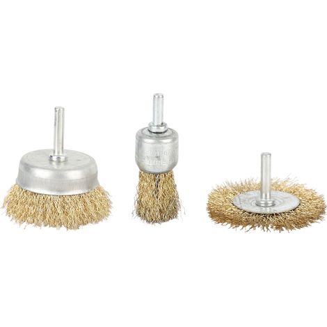 Set mit 3 Metallbürsten für Akku-Bohrmaschinen, Edelstahl, geeignet für Schleifmaschinen, maximale Drehzahl 4500 U/min.