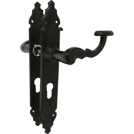 AMIG Poignées sur plaque à cylindre 100PB 280 x 44 mm Plaque d'acier, Poignée zamak Noir (1/5)