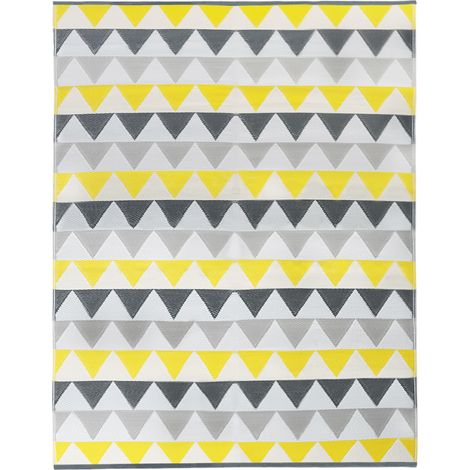 Tappeto per esterni SARI triangoli grigio e giallo 270 x 370 CM