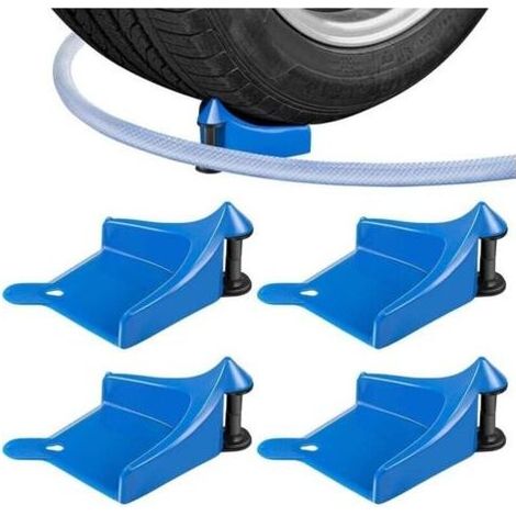 Guide de tuyau de voiture, 4 guides de tuyau de roue de voiture, enrouleurs de tuyau de lavage de voiture en plastique, rouleaux coulissants pour éviter les accrocs (1/4)