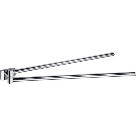 Porte-serviette double pivotant mural en alliage de zinc poli NIKI 47,5 x5,3 x5 cm (1/2)
