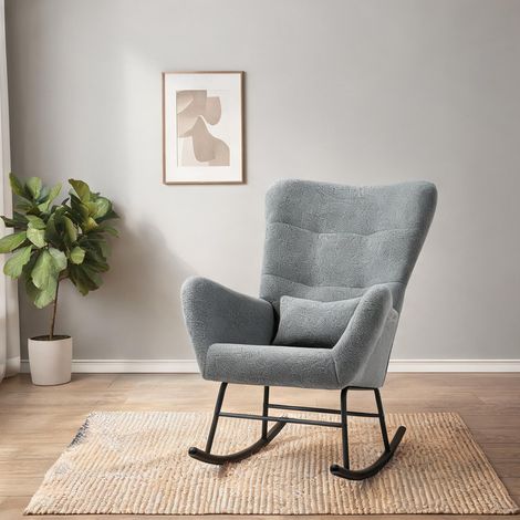 Fauteuil coloris gris en teddystoff 91 x 71 x 97 cm (1/5)