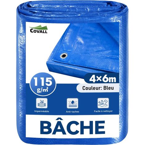 Bâche Bleue 4x6m 115g/m² Imperméable, Protection Extérieure bâche de protection extérieure imperméable, résistante aux UV, pour jardin, tonnelle, camping, meubles, abri de jardin (1/5)