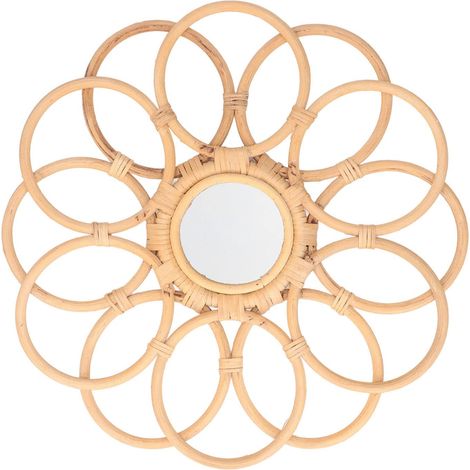 Miroir Boho, Miroir en Rotin Exquis Vintage Très Durable pour la Décoration Intérieure (1/5)