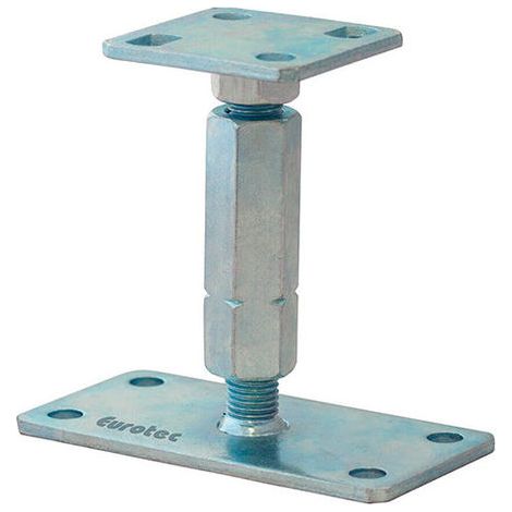 Pied de poteau réglable galvanisé H120-195mm – Fixation par platine – Pour ancrage poteaux bois et béton – Acier traité – Waelbers