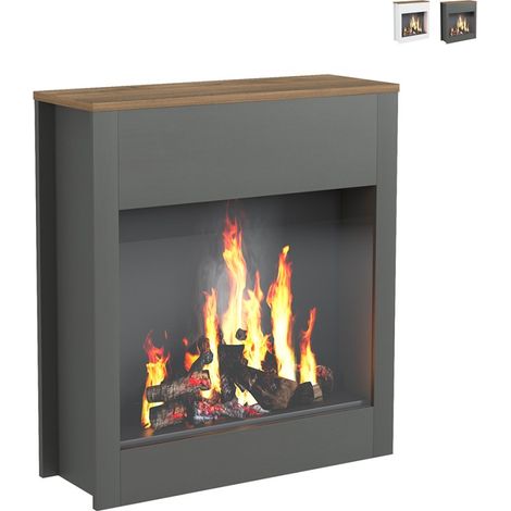 Marco decorativo de madera para chimenea eléctrica de suelo Buren - Negro (1/5)