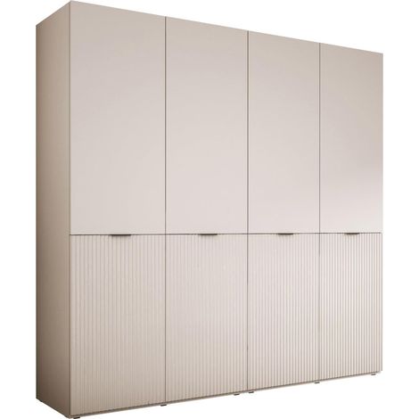 Armoire beige sable 200 x 200 x 51 cm – Panneaux stratifiés – 2 portes à charnières – Montage facile avec notice incluse – 3Xe Living