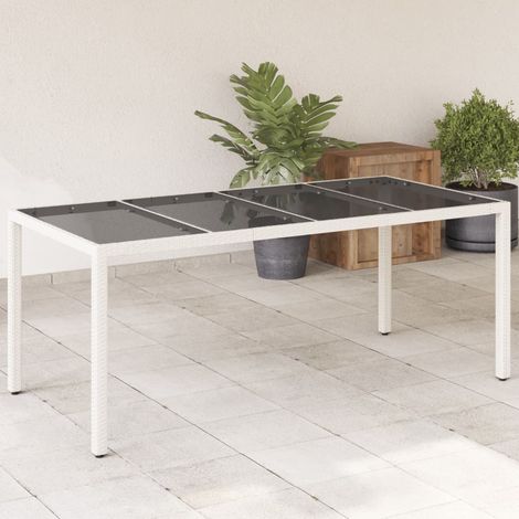 Mesa de jardín superficie de vidrio ratán PE blanco 190x90x75cm vidaXL (1/5)