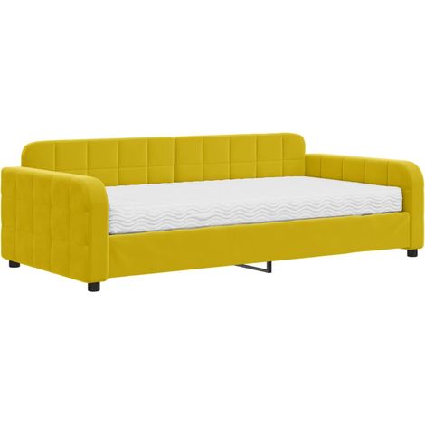 vidaXL Divano Letto con Materasso Giallo 100x200 cm in Velluto (1/5)