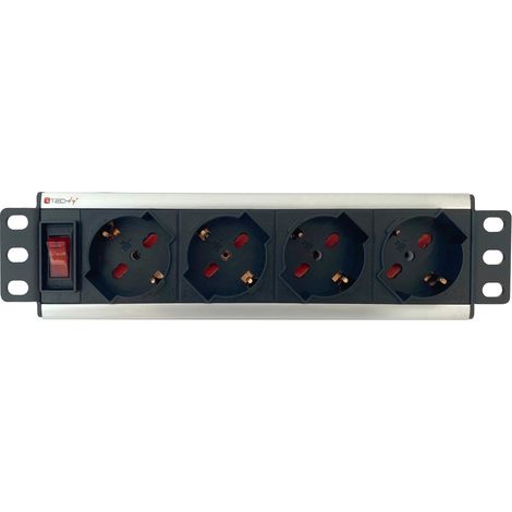 Techly Professional 028870 Multipresa 4 posti UNEL da Rack 10" con Interruttore Spina Italiana 1,5U Nero/Argento (1/5)