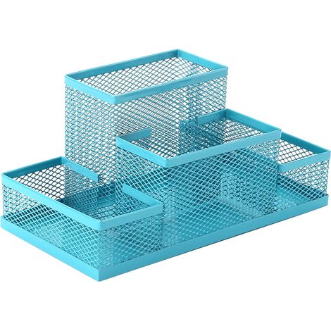Support Stylo - Grille Métallique - 20,4 x 10,4 x 9,7 cm - Pour Bureau École Etude - 1 Pièce (1/3)
