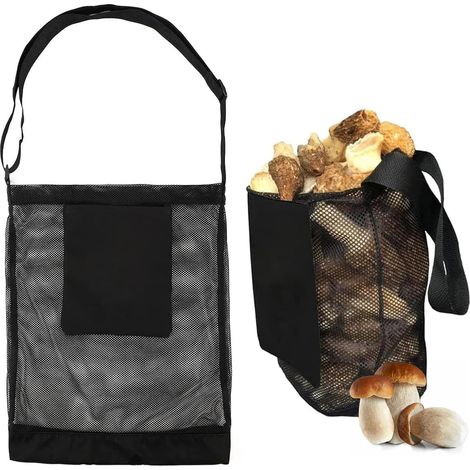 1 Pièce - Sac De Cueillette - Sac En Maille - Pliable Et Respirant Pour Champignons Et Fruits - Extérieur - Beige - 40x35cm (1/5)