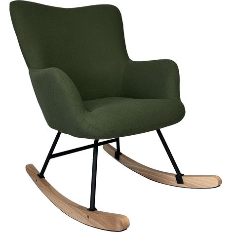 Sedia a dondolo in tessuto a balze verde kaki KAIRA (1/5)