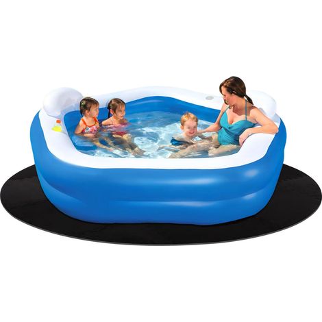 Tapis de Sol pour Piscine Spa, Tapis de Baignoire Hors Sol de 196 cm, Coussin de Protection de Sol en Feutre de Piscine de Spa Absorbant l'eau Portable extérieur intérieur, noir (1/5)