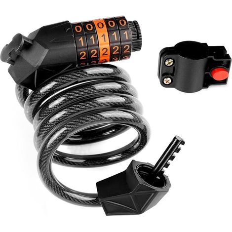 Cadenas Velo Antivol, Long 150cm x 12mm Cable Antivol avec 5 Chiffres Intelligente Code Niveau pour Bike Lock (1/5)