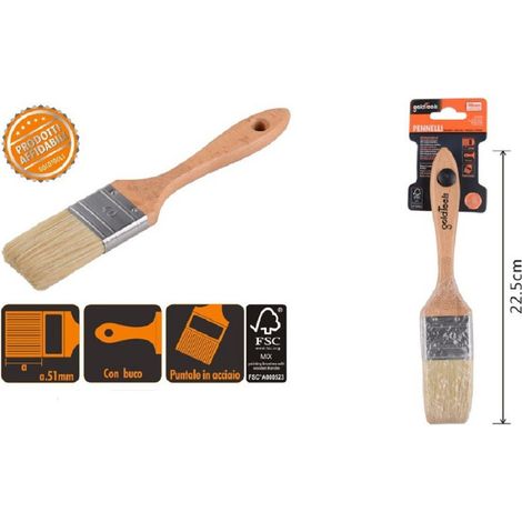 Kaela - Pennello Piatto 22.5 Cm Con Manico In Legno Setole Morbide Pittura Vernice 90204 - (1/3)