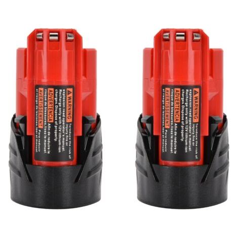 2 Stück 12V 2500mAh Li-Ionen-Akku für Milwaukee M12 Werkzeuge, kompatibel mit 48-11-2401, hohe Langlebigkeit (1/5)