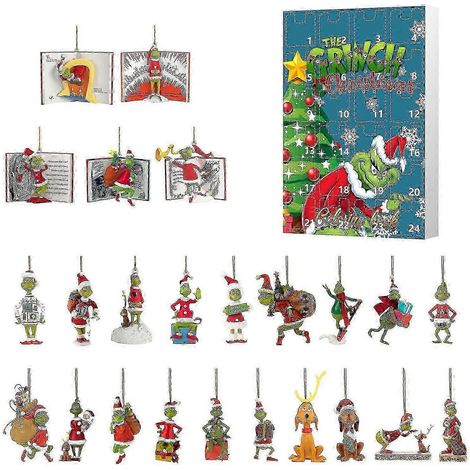 Calendrier de l'Avent de Noël, boîte surprise, compte à rebours de 24 jours, pendentif sapin de Noël, boîte surprise Grinch (1/5)