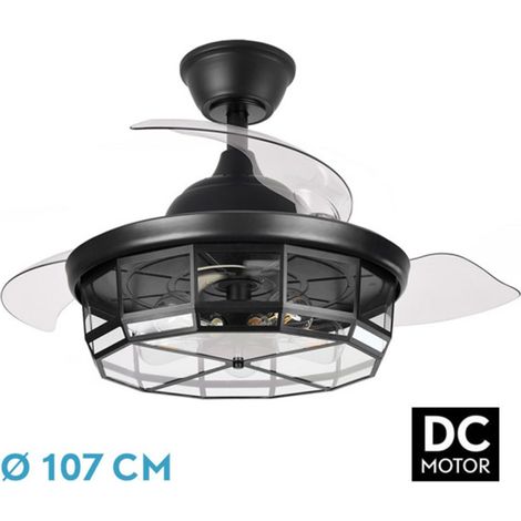Black Tornado DC Fan 5xe27 107d 3 pales déployables 6 vitesses avec télécommande et minuterie (1/2)
