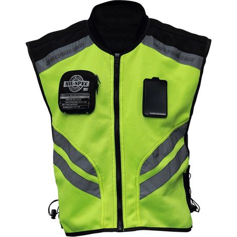 Gilet de sécurité moto sport réfléchissant haute visibilité fluo, veste sans manches racing pour conducteur, équipement motard taille XXL. (1/5)