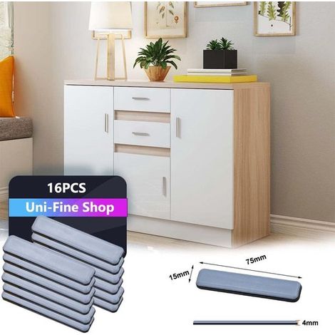 16 deslizadores autoadhesivos para muebles，Deslizadores de teflón para muebles，Plástico，para alfombras y suelos de madera dura (1/2)