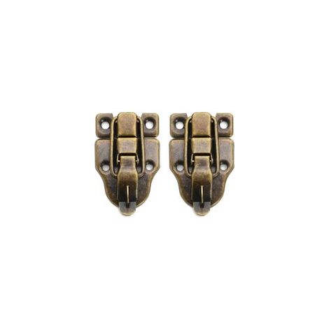 Lot de 2 loquets à bascule de style rétro, loquets à bec de canard en métal antique avec vis de montage, pour boîte à bijoux, armoire, boîte en bois (bronze) (1/4)