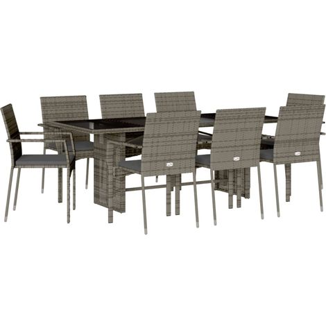 Maison Exclusive - Set comedor jardín 9 pzas y cojines ratán sint (1/5)