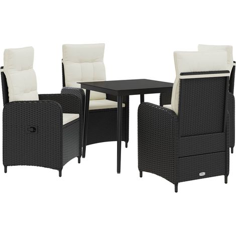 Sofa-Tischset mit Kissen mit Kissen 5 pcs Schwarz und Cremeweiß vidaXL