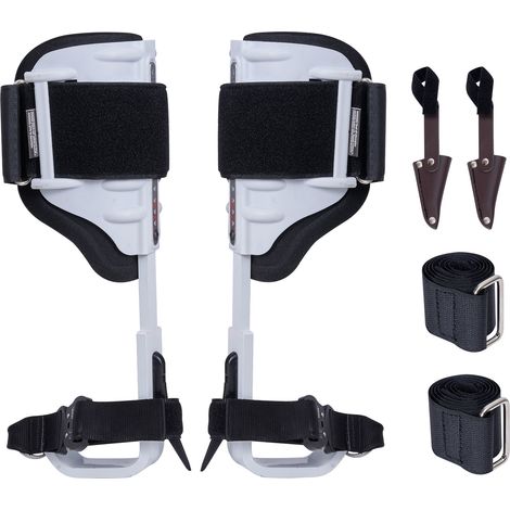 VEVOR Pointes deescalade dearbre, 1 paire, crampons deescalade dearbre en aluminium, charge de 158 kg, equipement avec sangles et protecteurs de pointes, pour grimpeurs, cueillette de fruits, blanc
