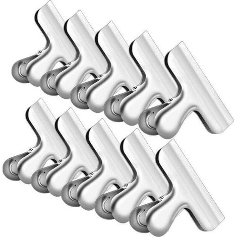 10 Stück Beutelclips aus Edelstahl zur Lebensmittelaufbewahrung, Verschlussclips zum Verschließen von Lebensmittelverpackungen, Beuteln, perfekt für die Küche, das Zuhause oder das Büro (1/4)