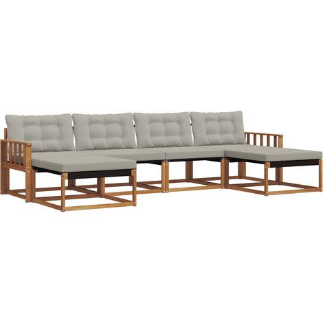 vidaXL  Outdoor Sofa Set  with Cushion 6 pcs Natural and Light Grey