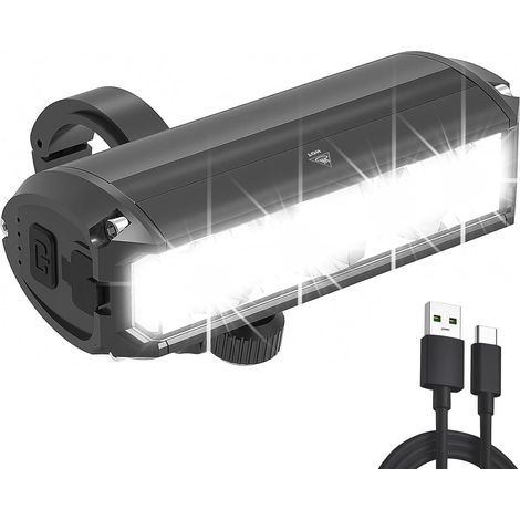 Lumiere Velo Avant, Lampe Velo LED puissantes 5 Modes Lampe Vélo Rechargeable USB Étanche IPX5 Lumière Avant Convient aux vélos VTT VTC (1/5)