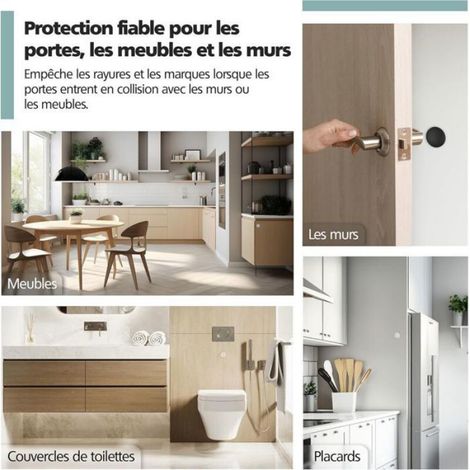Butée de porte autocollante élastique 40x8mm - 10, Protection mur meuble poignée porte intérieur extérieur - Transparent Aucuneary (1/4)