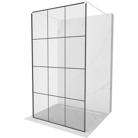 Mexen Kioto paroi de douche autoportante 120 x 200 cm, transparent/Design noir 8 mm, Blanc - 800-120-002-20-77 (1/5)