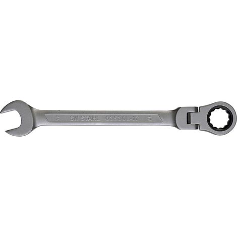 SW-Stahl 03530L-17 Clé mixte à cliquet 17 mm I clé polygonale avec articulation I 72 dents I clé à fourche avec cliquet annulaire I clé à fourche à cliquet annulaire SW 17