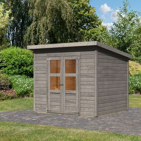 Abri Jardin Bois 5.2m² Merseburg 5 Karibu Gris Toiture Plate (1/5)