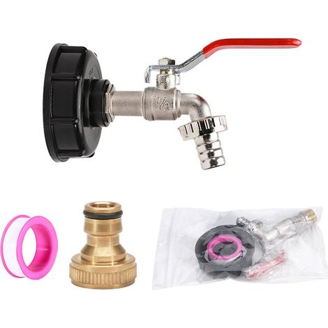 Robinet Cuve 1000L S60X6 IBC Raccord Robinet avec raccord de tuyau 1/2", adaptateur de réservoir de vidange, pour robinet de jardin,(1 pièce) (1/5)