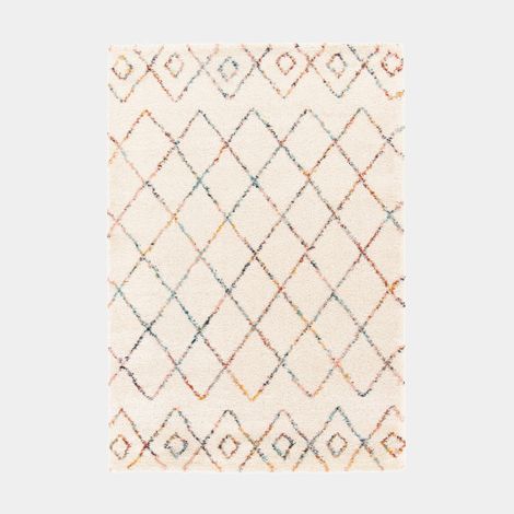 Tapis motif berbère - Ouna - Écru et losanges multicolore - 200 x 290 cm (1/5)