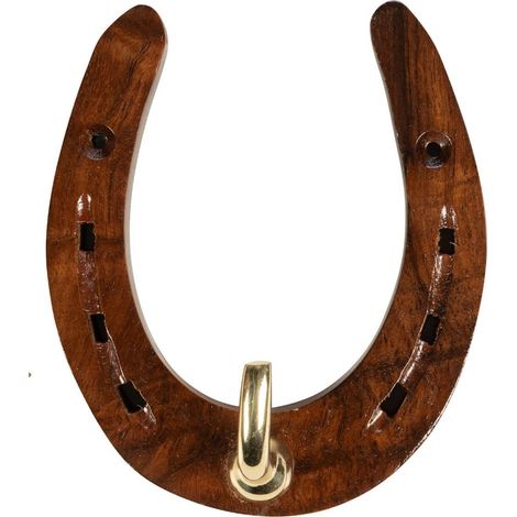 Taglia unica, legno: Portabriglia in legno e ottone a forma di ferro di cavallo (1/2)