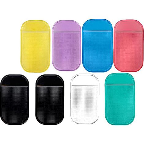8 Pièces Tapis Antidérapant Voiture Tableau de Bord, Tapis Caoutchouc Collant Multicolore (Noir Transparent Rouge Vert Bleu Jaune Violet), Anti Derapant Tapis Silicone pour Téléphone Clés Lunettes (1/5)