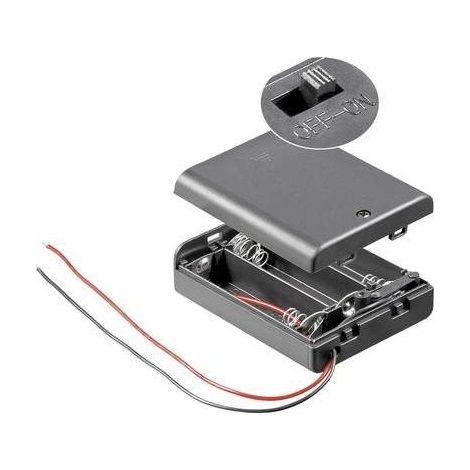 Portapilas para 3 pilas LR6 AA con interruptor  Negro