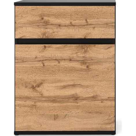 Schwarze Wotan-Kommode mit 60 cm Schrank, modernes griffloses Design, für Wohnzimmer und Schlafzimmer
