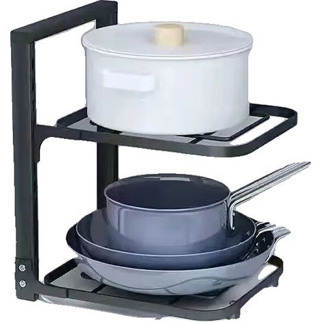Support à casseroles, design multi-niveaux, construction en acier inoxydable, Double couche (1/2)