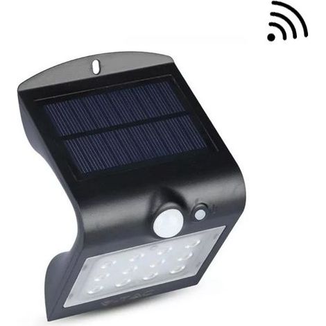 V-TAC VT-767-2 1.5W LED solaire wall light externe IP65 + capteur PIR couleur noir - SKU 8277 (1/10)