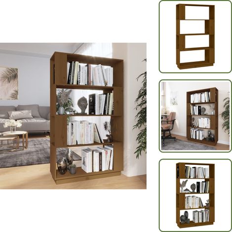 Bibliothèque/Cloison Marron miel 80x25x132 cm Bois massif - Bibliothèque - Bibliothèque Design - Meuble Rangement - Étagère Bois - Commode (1/5)