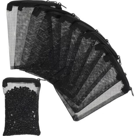 Pack of 10 Aquarium Filter Bags, Fine Mesh, Zipper Closure, Polyester, Reusable, Fresh and Salt Water (1/5)