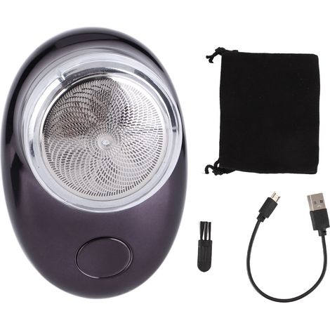 Tondeuse à barbe électrique, finition fine, en acier inoxydable, rechargeable par USB, portable et idéale pour les voyages, finition noire électroplaquée. (1/5)