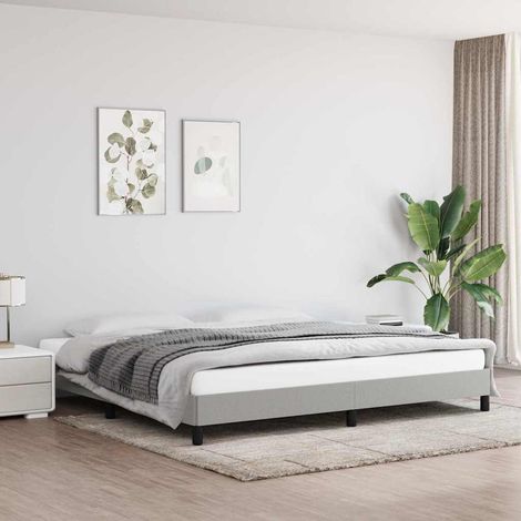Cama sin colchón tela gris claro 200x200 cm (1/5)